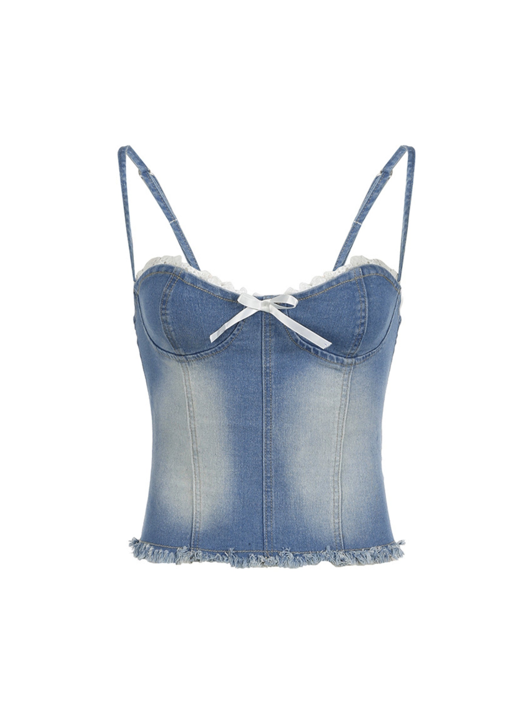 REALMEFIT  -  Kelsie Bow Detail Denim Top