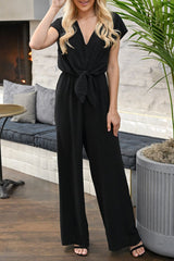 Fashion Street Solid Backless V Neck Loose Jumpsuits(3 Colors)