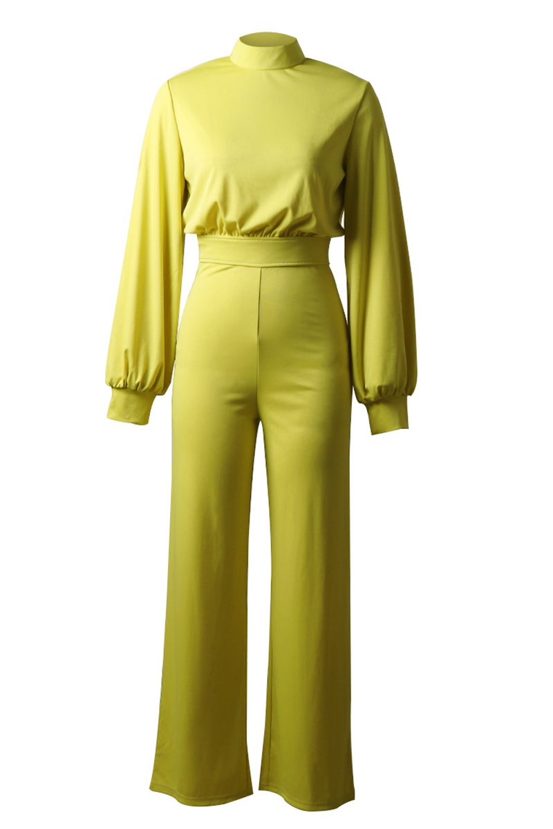 Casual Solid Half A Turtleneck Straight Jumpsuits(3 Colors)