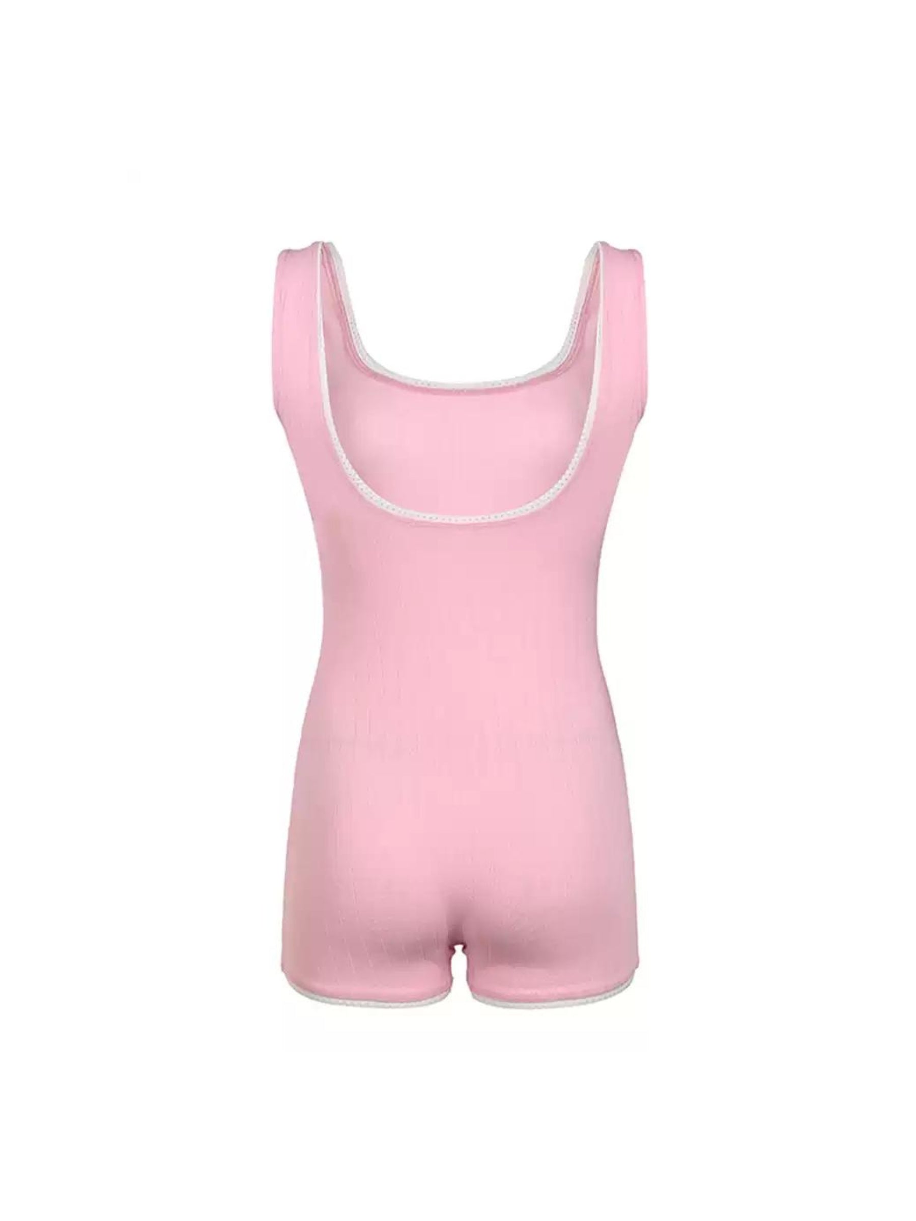 REALMEFIT  -  Brezlyn Bow Accent Ribbed Romper