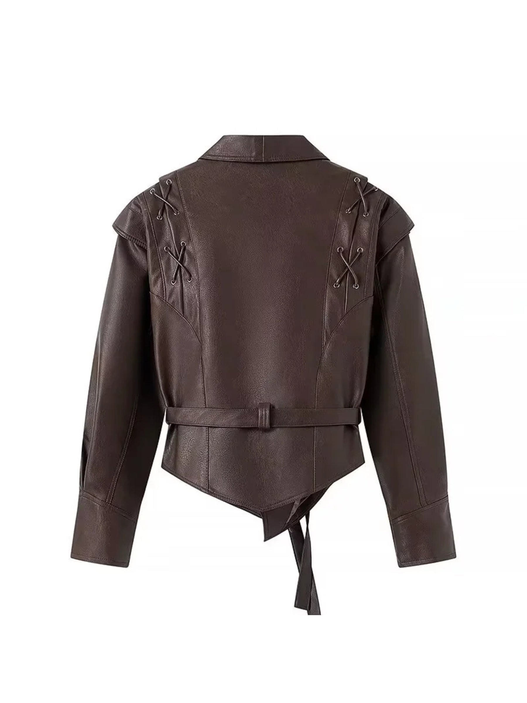 REALMEFIT  -  Sadee Lace-Up Faux Leather Jacket