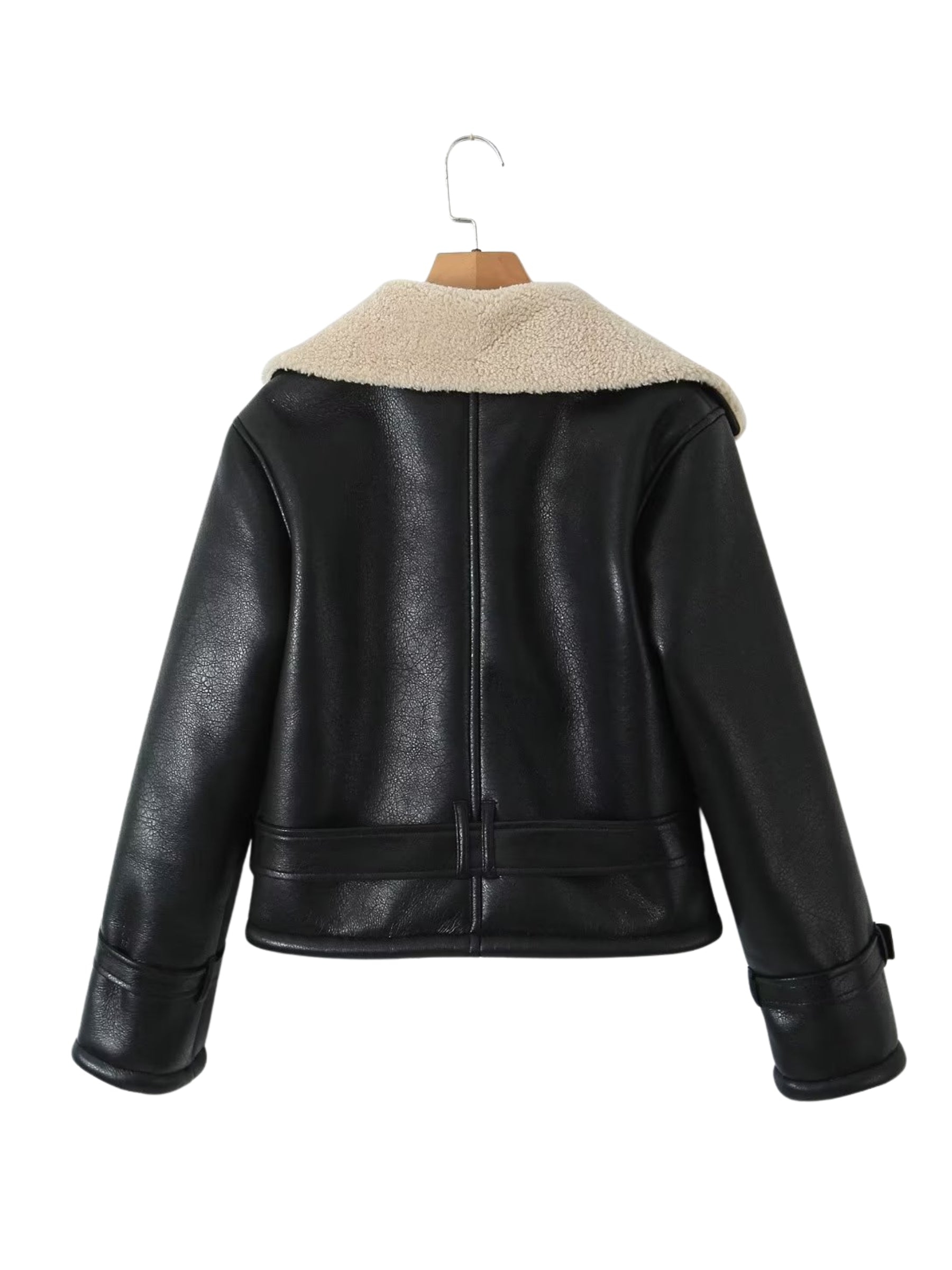 REALMEFIT  -  Leeana Shearling Faux Leather Aviator Jacket