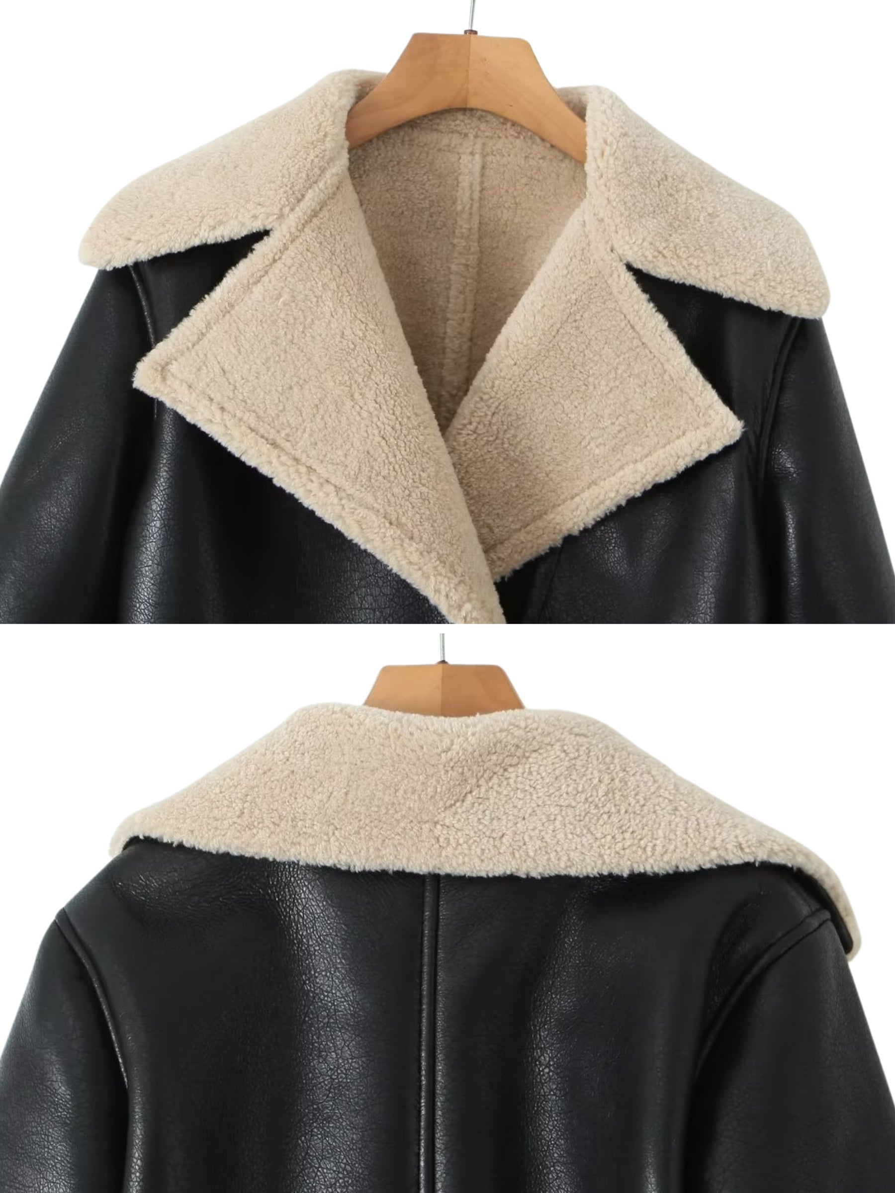 REALMEFIT  -  Leeana Shearling Faux Leather Aviator Jacket