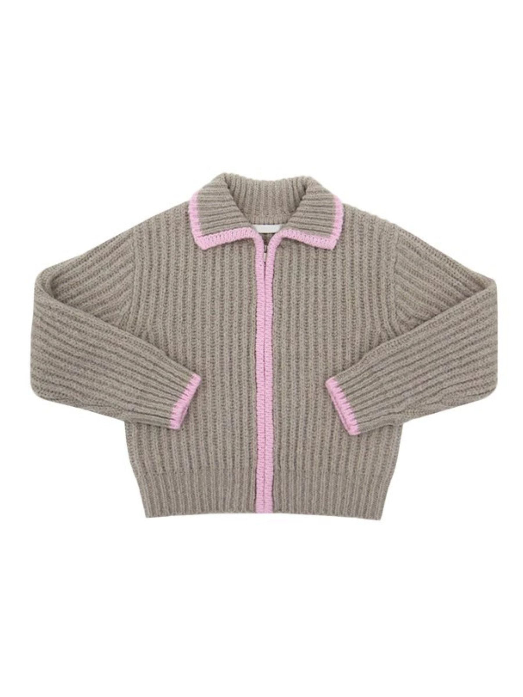 REALMEFIT  -  Heaven Zipper Knitted Striped Cardigan