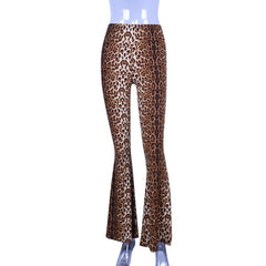 business casual outfits Popular Products 2024 Summer New Elastic High Waist Leopard Print Flared Pants Women's Long