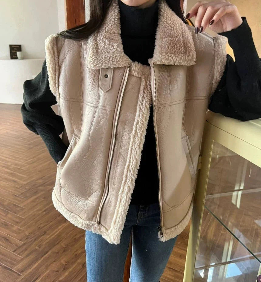 REALMEFIT  -  Ellie Faux Leather Sleeveless Jacket