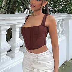 Realmefit   Sexy Corset Summer Crop Top New Arrivals Y2k White Top Lined White Women Tops Cropped Streetwear Party Club