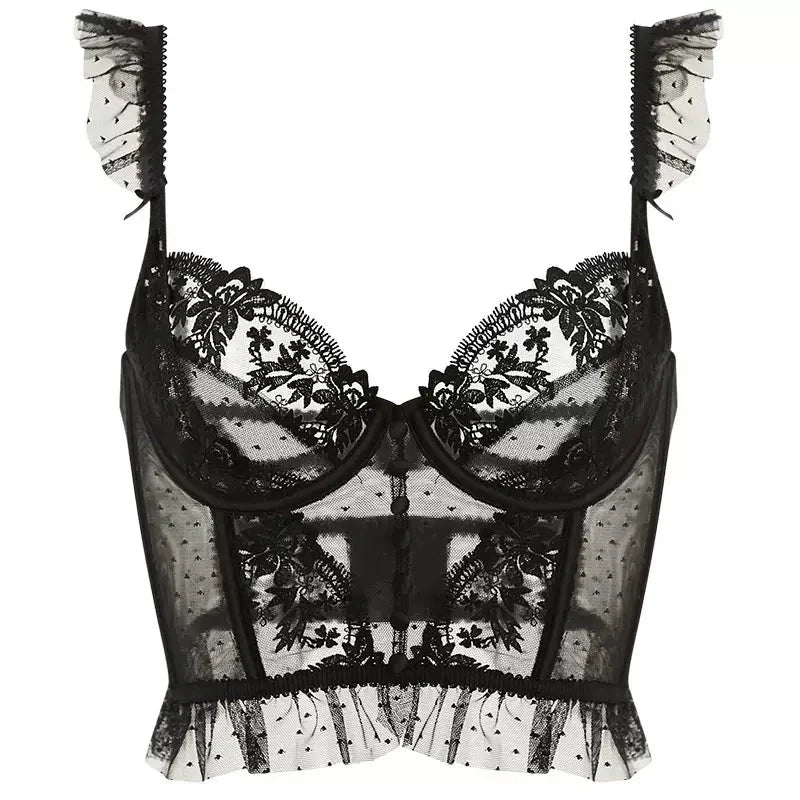 REALMEFIT  - Kamela Ruffle Detail Lace Corset Top