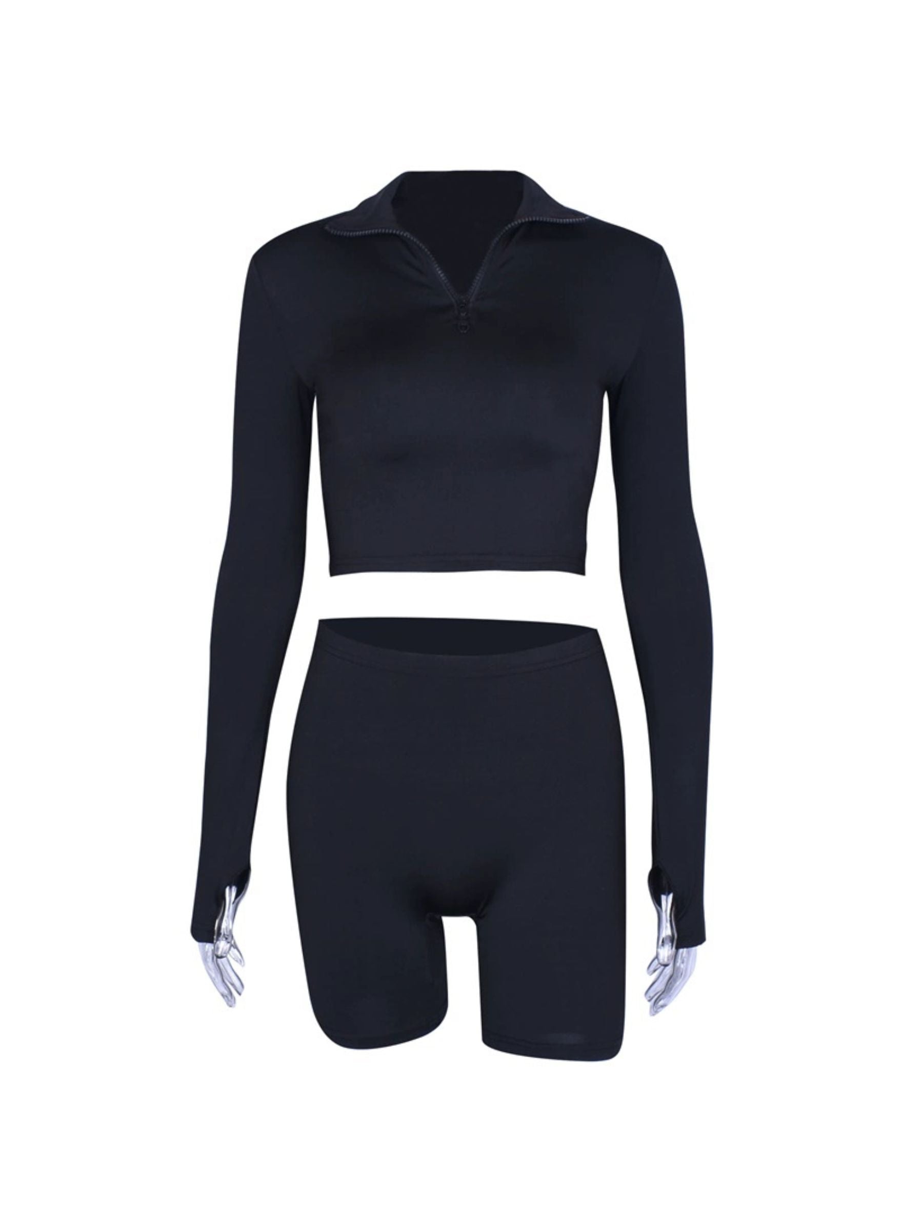 REALMEFIT  -  Mckynzie Half-Zip Cropped Fitness Set