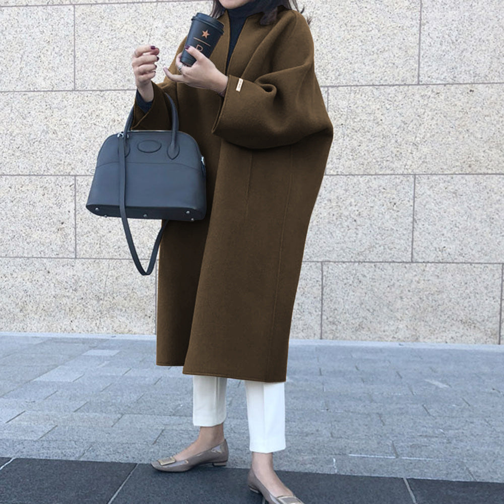 fall fashion 2024 Autumn and Winter New Fashion Loose Temperament Coat Long Solid Color Straight Coat Top for Women