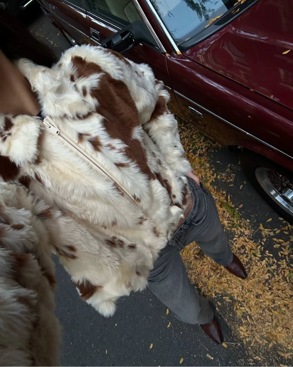 REALMEFIT  -  Aolani Cow Pattern Faux Fur Coat