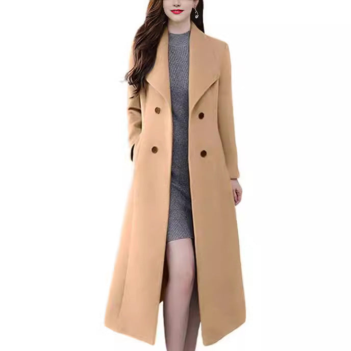 outfit inspo [Thickened with Lining] Autumn and Winter New Woolen Overcoat for Women over the Knee Thickened plus Size Lapel Super Long