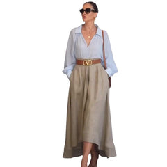 skirt outfits 2024 Autumn New Solid Color Versatile Temperament Shirt Casual Skirt Two-Piece Set