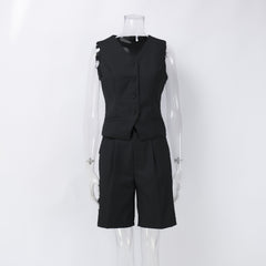 business casual outfits woman Vest Vest Suit 2024 Spring and Summer V-neck Single-Breasted Vest + Straight Suit Shorts Suit