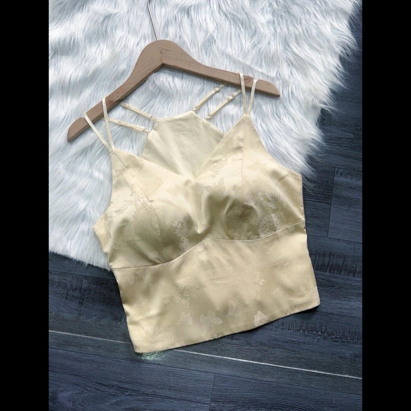 outfit inspo 2024 Summer New Silk Jacquard Bra One-Piece Beauty Back Top This Year Popular National Style Vest Small Sling Women