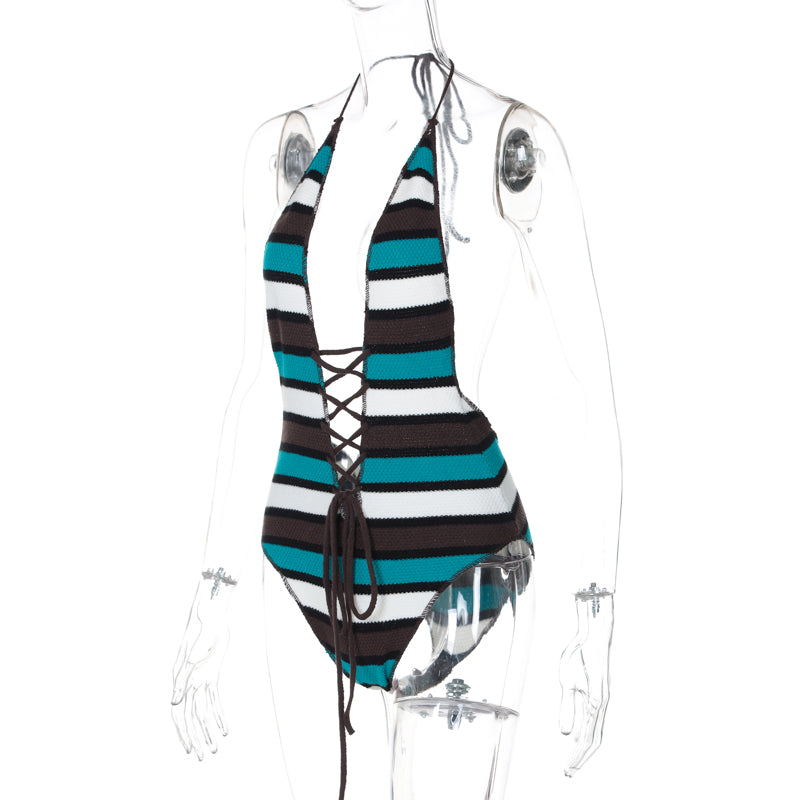 REALMEFIT  -  Etty Striped Crochet Bodysuit