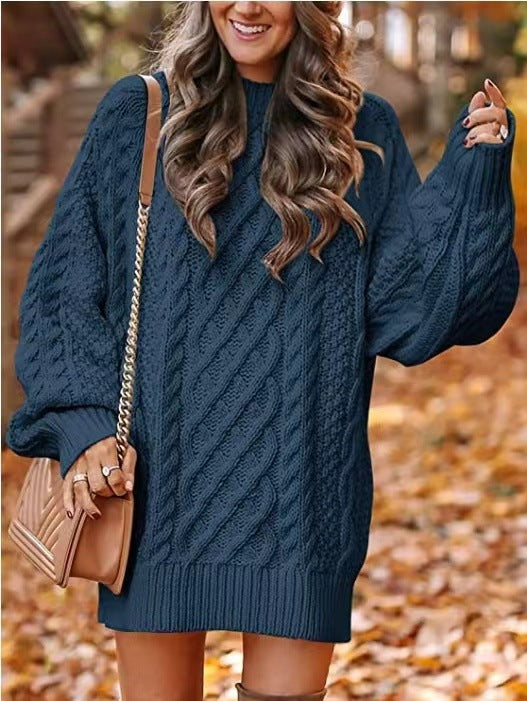 barn jacket outfits 2024 Knitwear Women's Long Sleeve Loose Half Turtleneck Collar Thick Needle Pullover plus Size Solid Color Sweater Coat Autumn and Winter