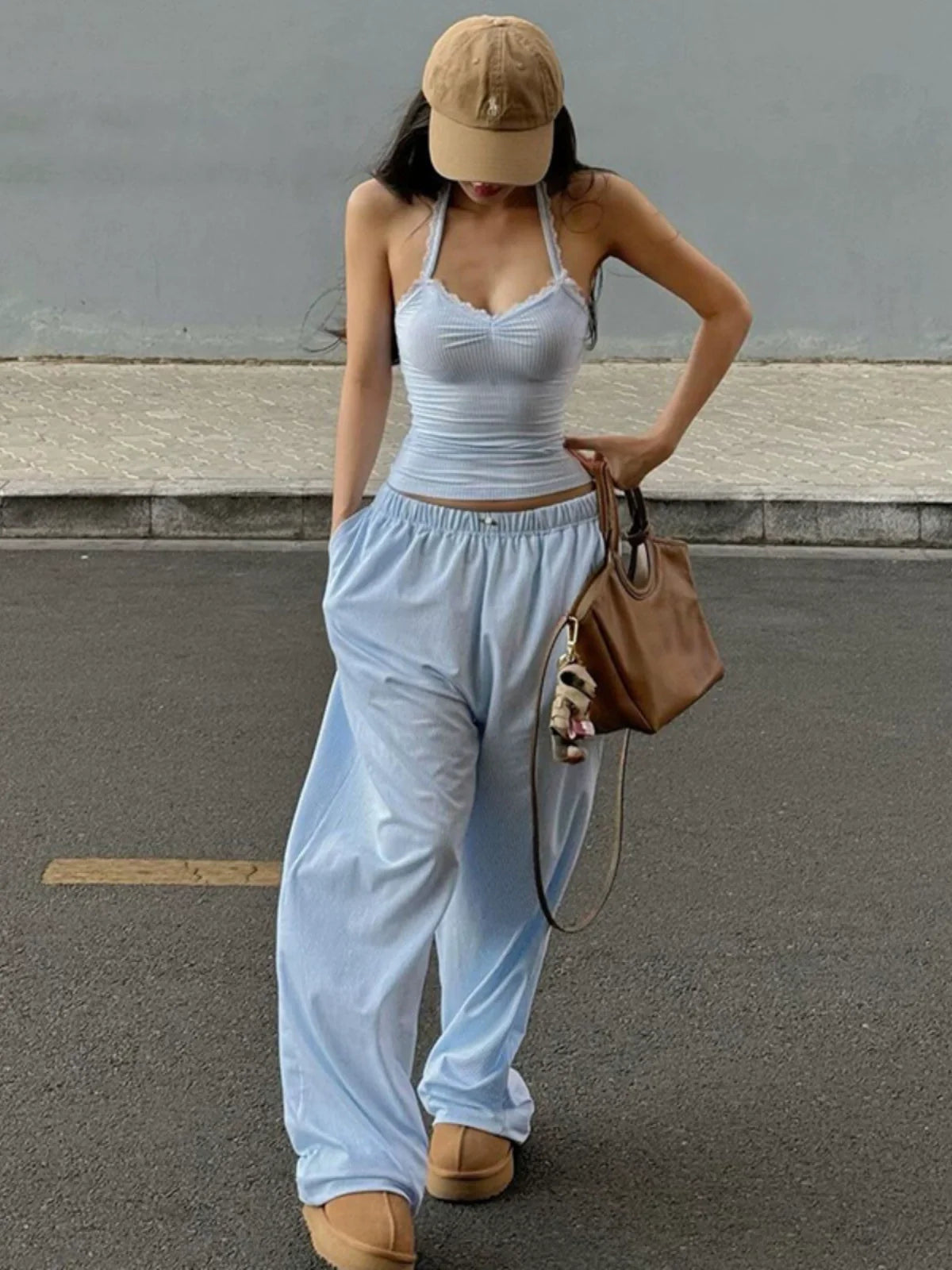 REALMEFIT  -  Jeanelle Striped Wide-Leg Lounge Pants