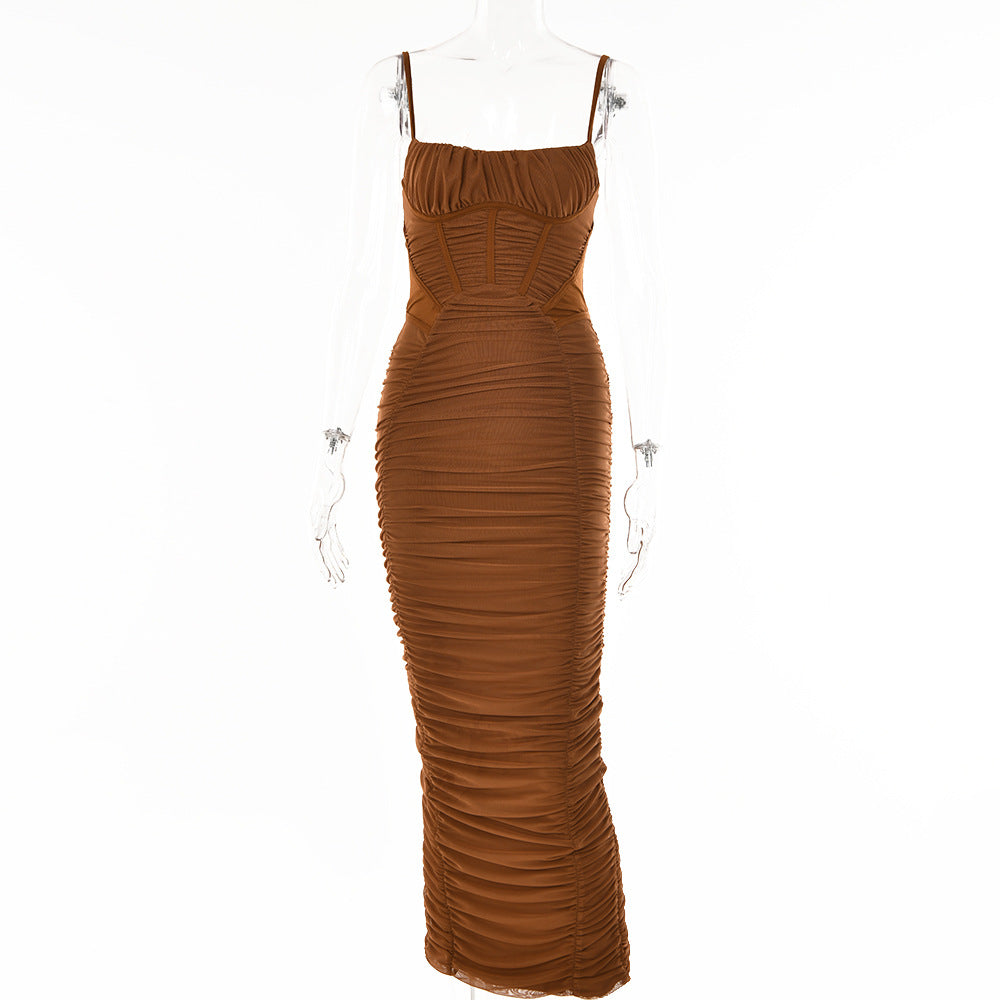 REALMEFIT  -    Ruched Corset Midi Dress