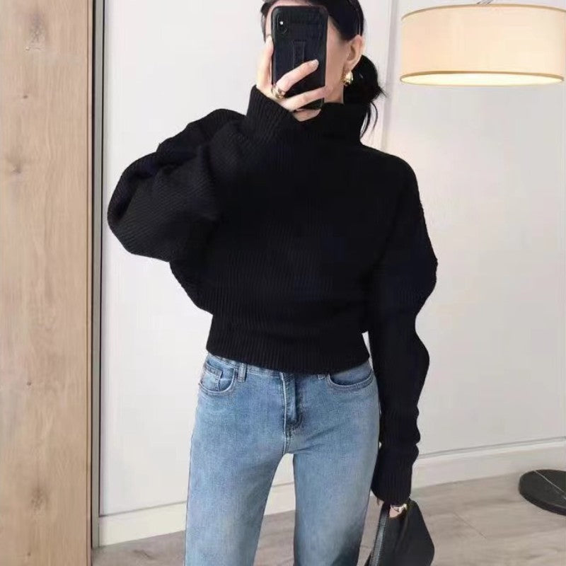 outfit inspo fall Women's High Collar Lazy Style Knitted Sweater Autumn and Winter Soft Glutinous Solid Color Loose Inner Wear Comfortable Korean Style Women's Elegant Sweater