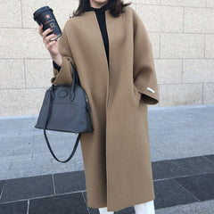 fall fashion 2024 Autumn and Winter New Fashion Loose Temperament Coat Long Solid Color Straight Coat Top for Women