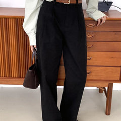 suede jacket outfit French Retro Khaki Straight Suit Pants Women's Spring and Autumn High Waist Korean Style Slimming Cover Chic Casual Long Pants