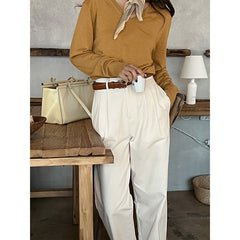 suede jacket outfit French Retro Khaki Straight Suit Pants Women's Spring and Autumn High Waist Korean Style Slimming Cover Chic Casual Long Pants