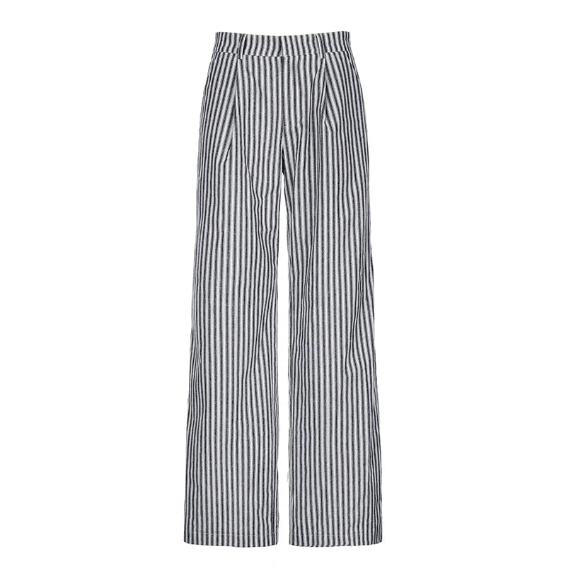 REALMEFIT  -  Yuleimy Striped Low-Waist Wide-Leg Pants