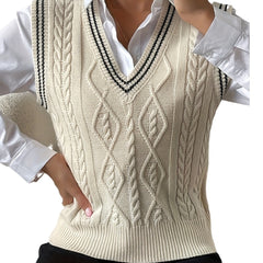 2024 fall fashion trends 2024 Autumn and Winter Fashion New Wear V-neck Knitted Vest (without Shirt)