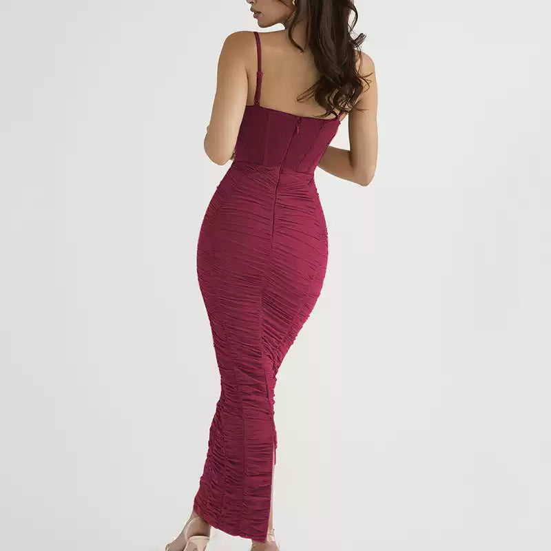 REALMEFIT  -    Ruched Corset Midi Dress