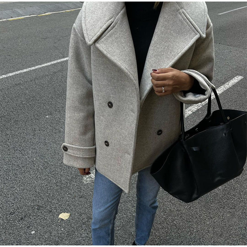 outfit inspo Large Lapel Woolen Coat Woolen Woolen Comfortable Casual Fashion Warm Eye-Catching Mid-Length