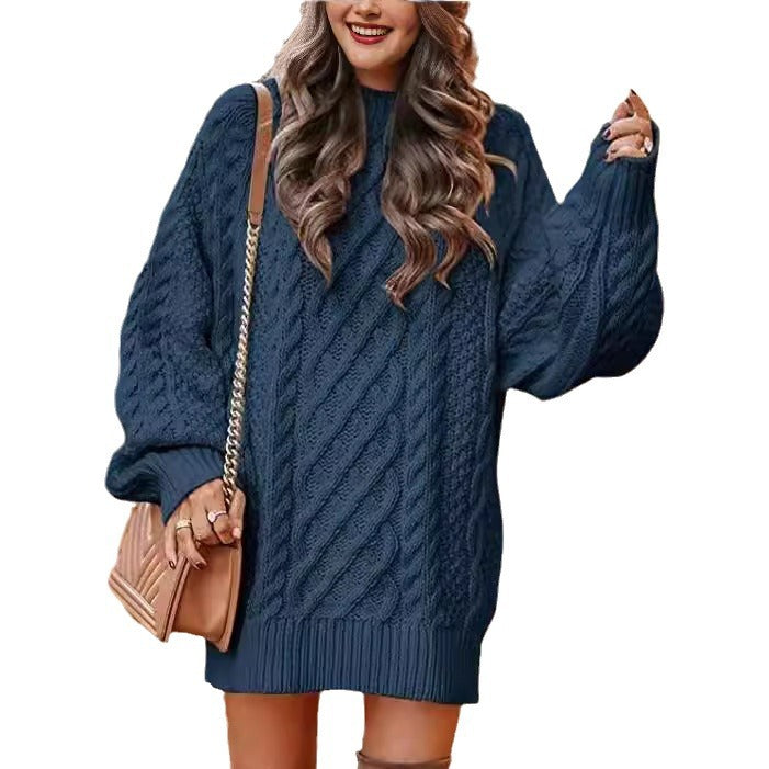 barn jacket outfits 2024 Knitwear Women's Long Sleeve Loose Half Turtleneck Collar Thick Needle Pullover plus Size Solid Color Sweater Coat Autumn and Winter