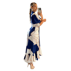 alien invasion dress to impress   Irregular High Waist Elegant Shirt Cardigan Printed Dress Dress