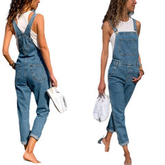 back to school fits Women's 2024 New Casual Fashion Denim Suspender Pants Women's Pants plus Size Women's Pants Solid Color Jeans