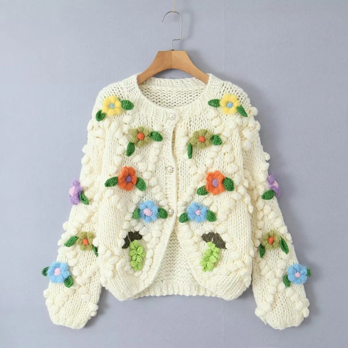 2024 fall fashion trends Women's Clothing New French Gentle Sweet Style Handmade Three-Dimensional Flower Fashion Single-Breasted Cardigan Sweater Coat