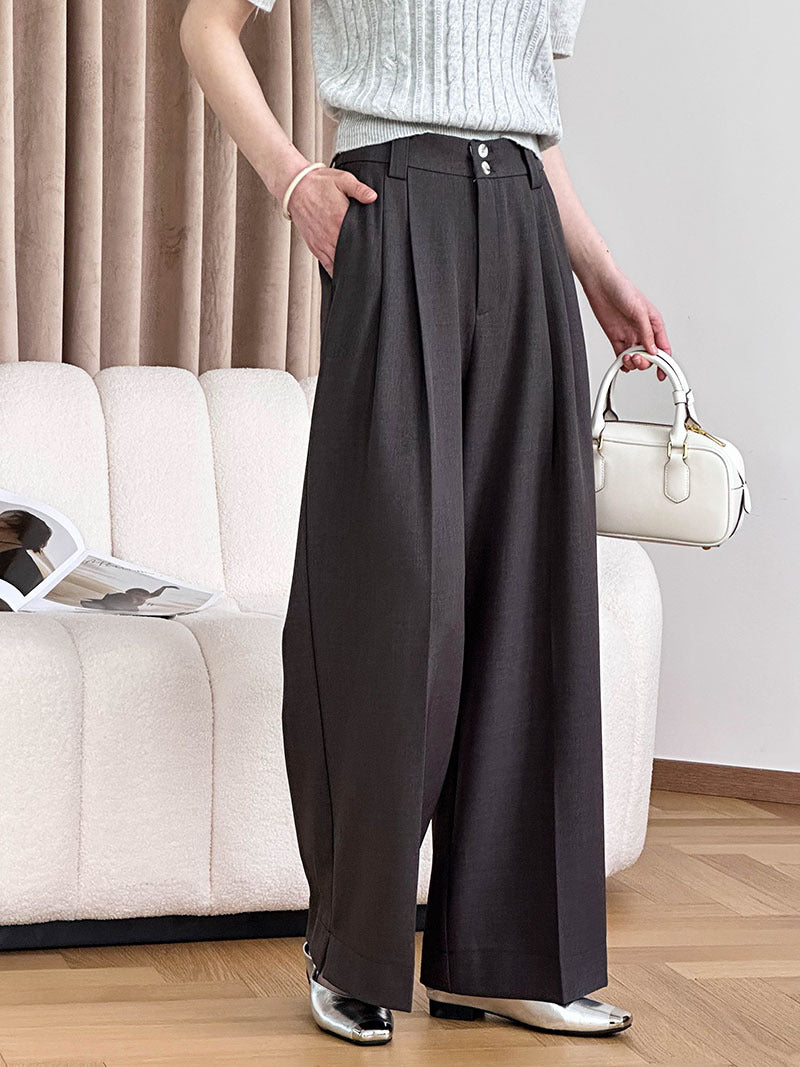 dti outfits  2024 Spring New Suit Pants Women's Korean Style High Waist Retro Loose Drape Slimming Casual Pants 24008