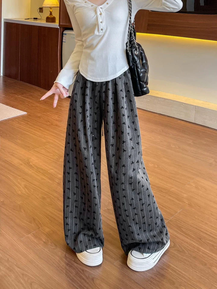 REALMEFIT  -  Annette Bow Print Wide-Leg Pants