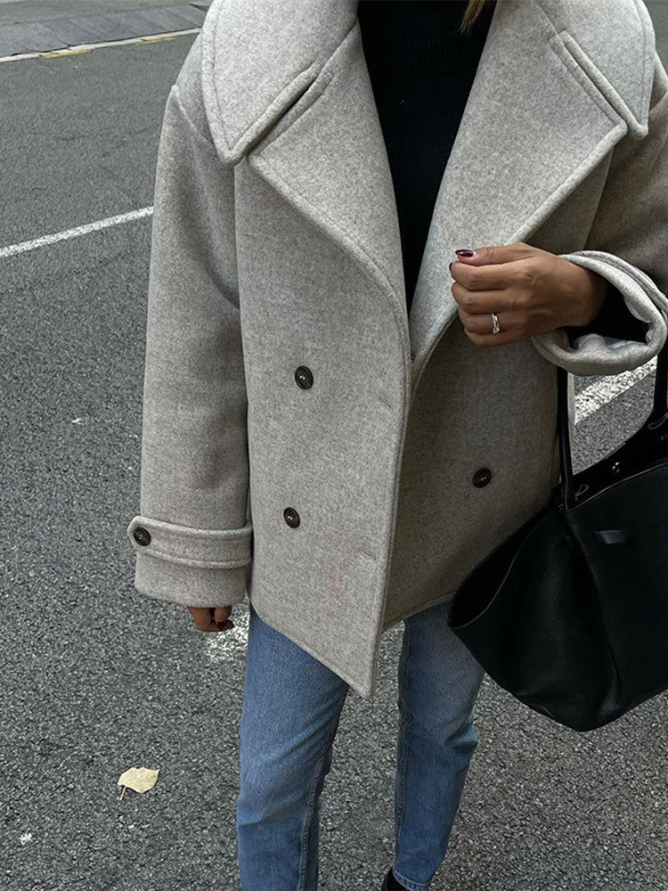 outfit inspo Large Lapel Woolen Coat Woolen Woolen Comfortable Casual Fashion Warm Eye-Catching Mid-Length