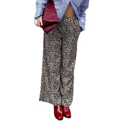 2024 fall fashion trends Fashionable Personalized Street Versatile Pleated Leopard Print Wide-Leg Pants 2024 Spring and Summer New High Waist Niche Pants for Women