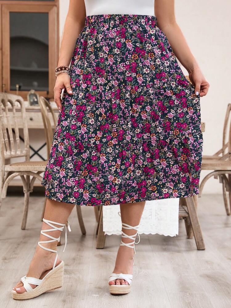 outfit inspo fall 2024 Spring and Summer Women's Clothing New Fashion Printed Floral High Waist plus Size Dress Women