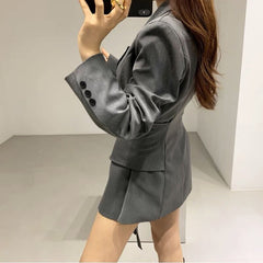 business casual outfits woman 2024 Spring and Autumn New Adjustable Double Belt Small Suit Jacket Women's Slimming Irregular Fake Two-Piece Quality Suit Skirt