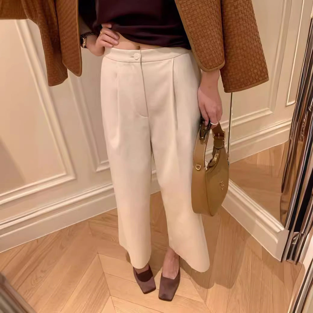 business casual outfits for women  Hollow Yarn High Version Summer Cool Casual Wide-Leg Pants Women's Cropped Pants