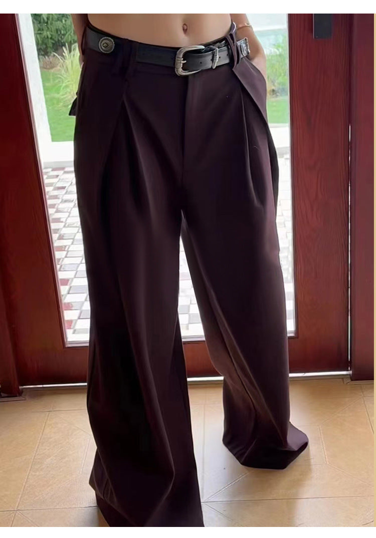 business casual outfits Solid Color High-Grade Suit for Women Spring and Autumn 2024 New High Waist Draping Narrow Wide-Leg Pants Casual Trousers Straight Pants