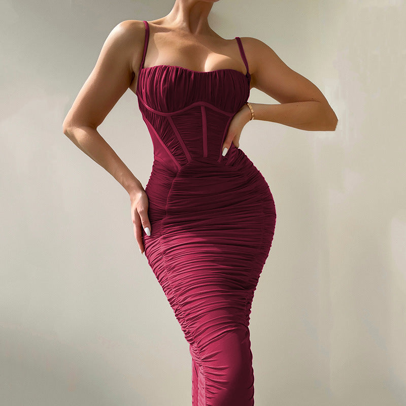 REALMEFIT  -    Ruched Corset Midi Dress