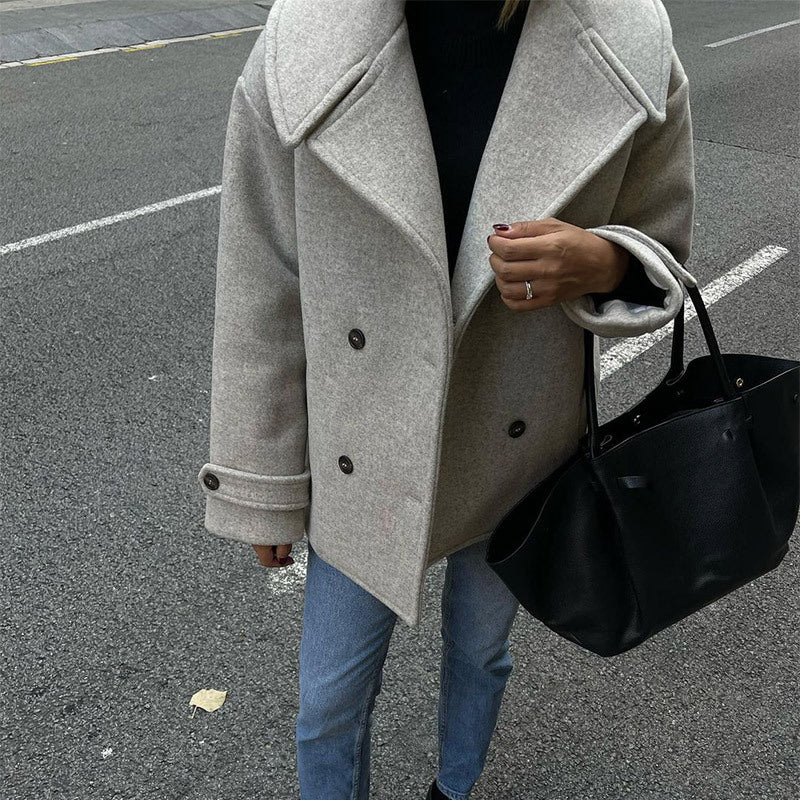 outfit inspo Large Lapel Woolen Coat Woolen Woolen Comfortable Casual Fashion Warm Eye-Catching Mid-Length