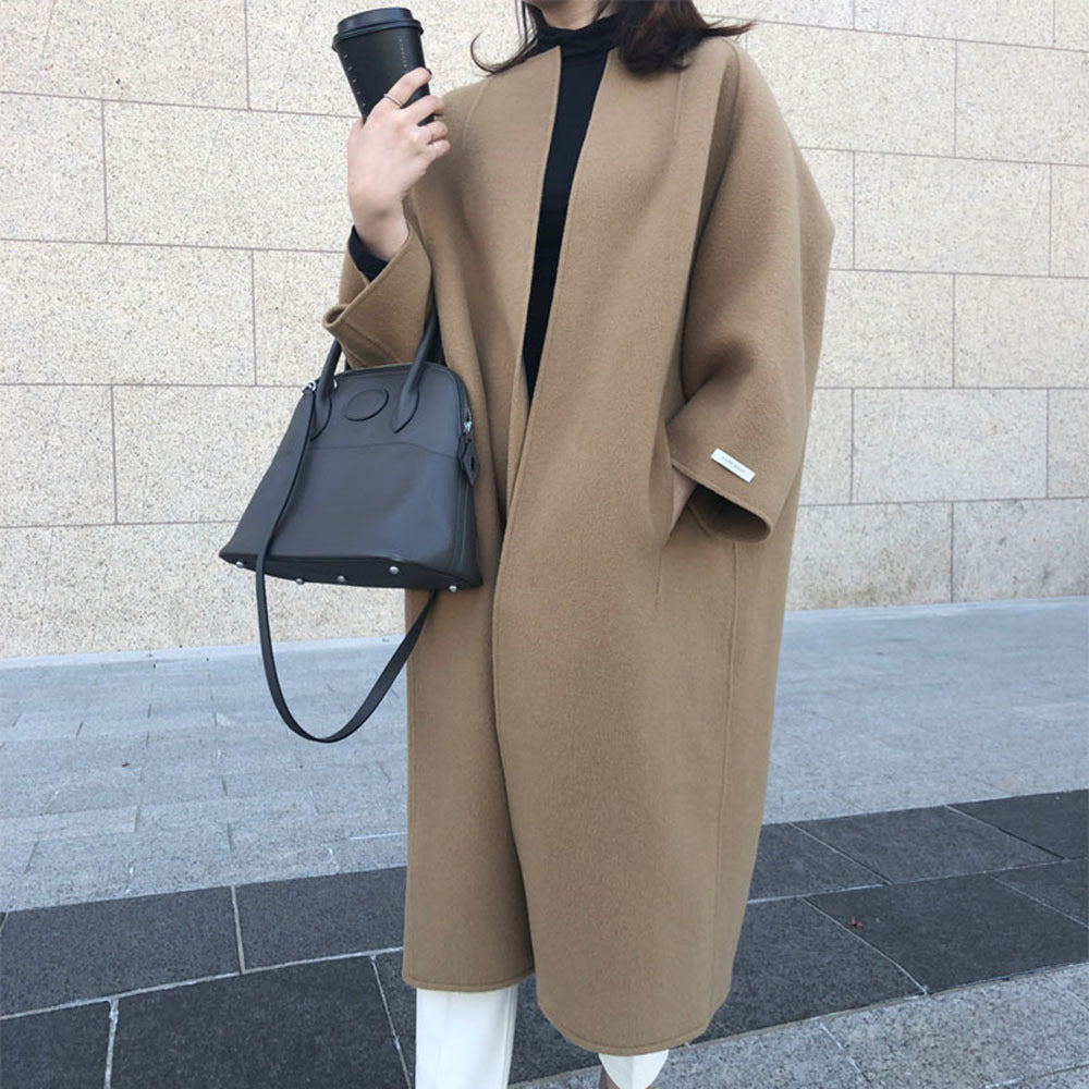 fall fashion 2024 Autumn and Winter New Fashion Loose Temperament Coat Long Solid Color Straight Coat Top for Women