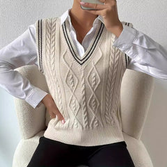 2024 fall fashion trends 2024 Autumn and Winter Fashion New Wear V-neck Knitted Vest (without Shirt)