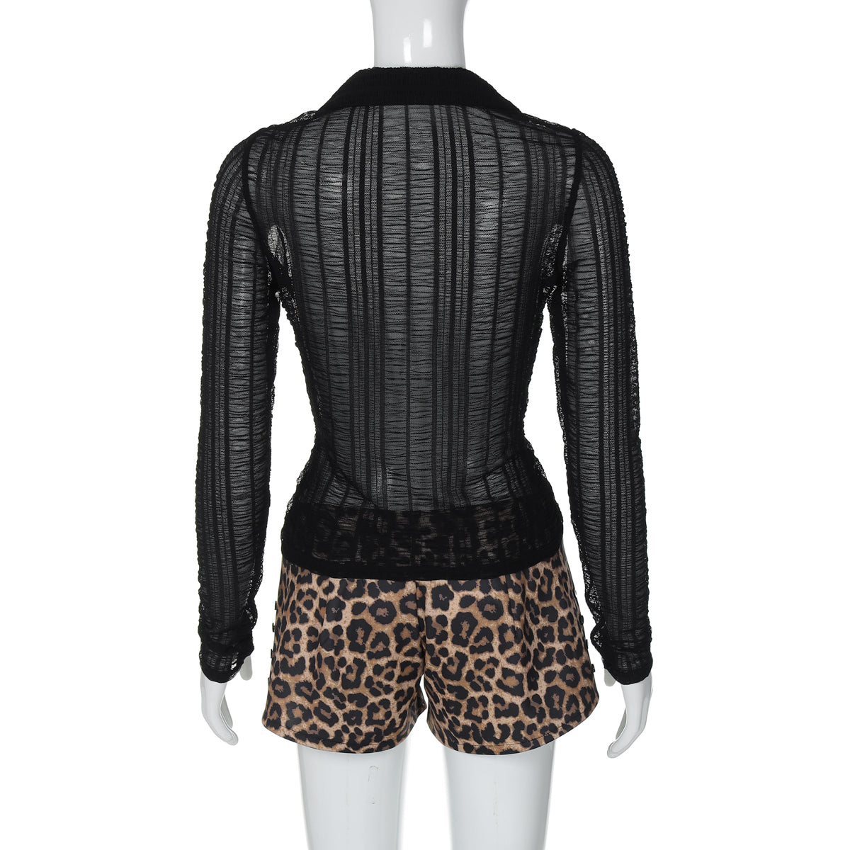 REALMEFIT  -  Everley Mesh V-Neck Leopard Set