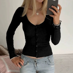 REALMEFIT  - Alanah V-Neck Sweater Cardigan Top