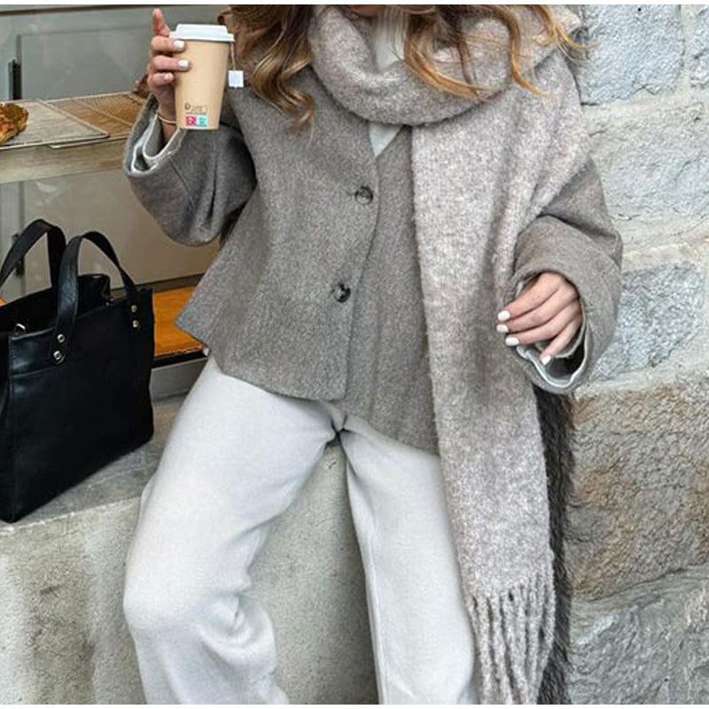 barn jacket outfits -Soft Glutinous Lazy Loose Coat Casual Comfortable Commuter Short Overcoat Coat Open